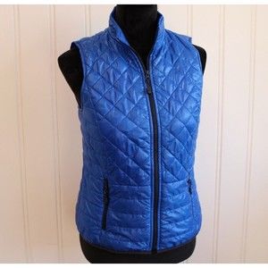 Talbots Primaloft Size S/P Quilted Puffer Blue Vest Jacket Zip‎ Pockets